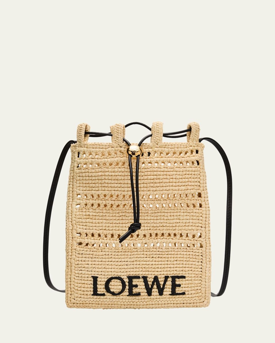 x Paula's Ibiza Pocket Drawstring Raffia Crossbody Bag